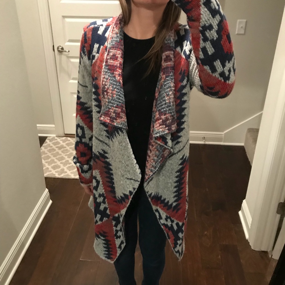 Aztec Patterned Slouchy Cardigan